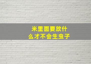 米里面要放什么才不会生虫子