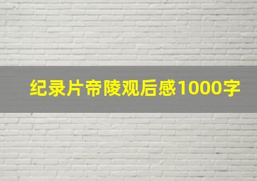 纪录片帝陵观后感1000字