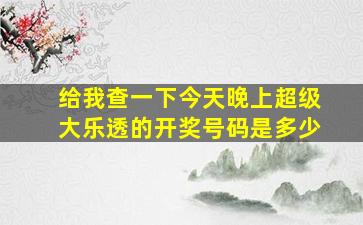 给我查一下今天晚上超级大乐透的开奖号码是多少