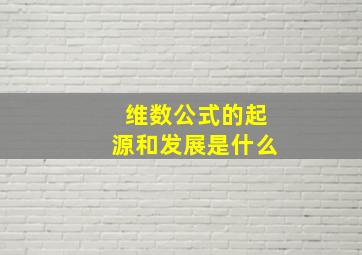 维数公式的起源和发展是什么