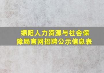 绵阳人力资源与社会保障局官网招聘公示信息表