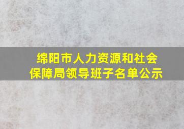 绵阳市人力资源和社会保障局领导班子名单公示