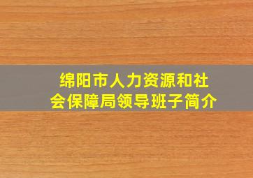 绵阳市人力资源和社会保障局领导班子简介