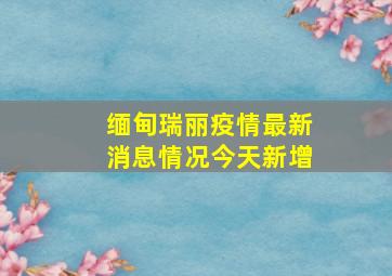 缅甸瑞丽疫情最新消息情况今天新增