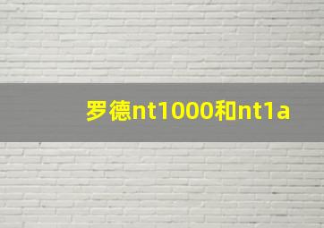 罗德nt1000和nt1a