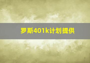 罗斯401k计划提供