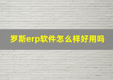 罗斯erp软件怎么样好用吗