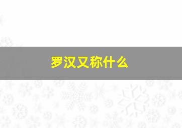 罗汉又称什么