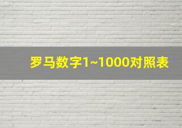 罗马数字1~1000对照表