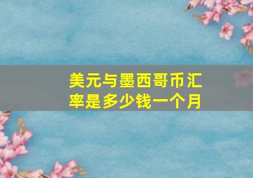 美元与墨西哥币汇率是多少钱一个月