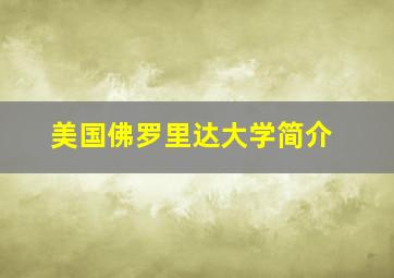 美国佛罗里达大学简介