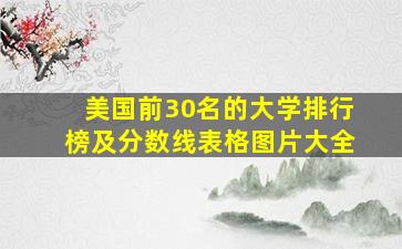 美国前30名的大学排行榜及分数线表格图片大全