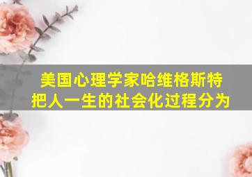 美国心理学家哈维格斯特把人一生的社会化过程分为