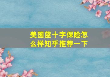 美国蓝十字保险怎么样知乎推荐一下