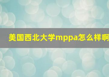 美国西北大学mppa怎么样啊