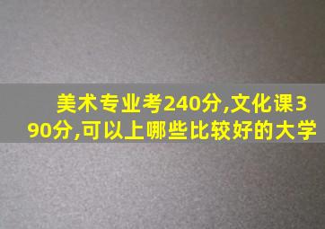 美术专业考240分,文化课390分,可以上哪些比较好的大学