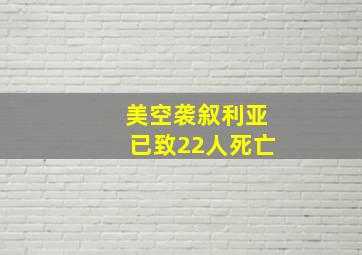 美空袭叙利亚已致22人死亡