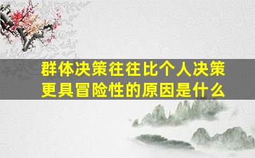 群体决策往往比个人决策更具冒险性的原因是什么