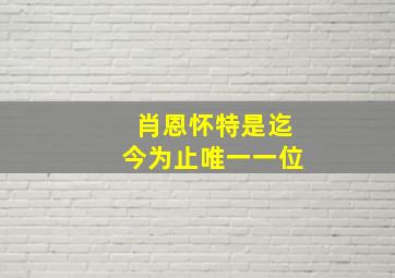 肖恩怀特是迄今为止唯一一位