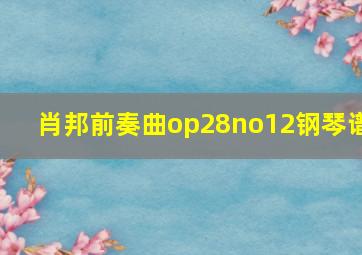 肖邦前奏曲op28no12钢琴谱