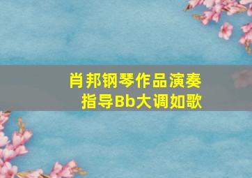 肖邦钢琴作品演奏指导Bb大调如歌