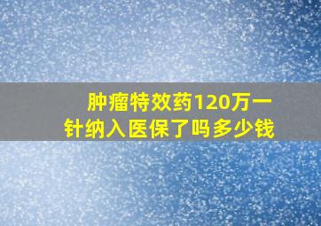 肿瘤特效药120万一针纳入医保了吗多少钱