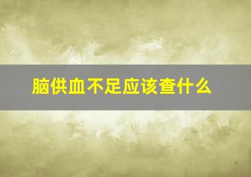 脑供血不足应该查什么