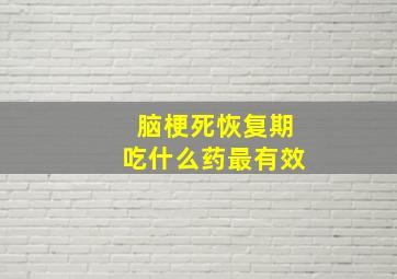 脑梗死恢复期吃什么药最有效