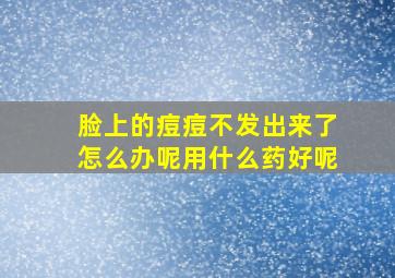 脸上的痘痘不发出来了怎么办呢用什么药好呢