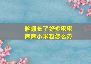 脸颊长了好多密密麻麻小米粒怎么办