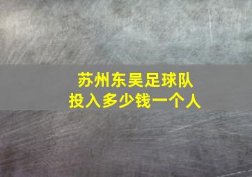 苏州东吴足球队投入多少钱一个人