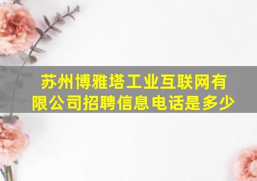 苏州博雅塔工业互联网有限公司招聘信息电话是多少