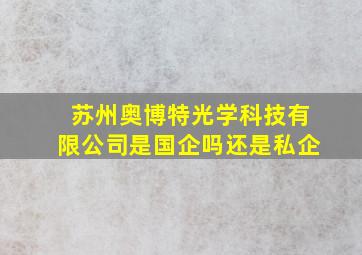 苏州奥博特光学科技有限公司是国企吗还是私企