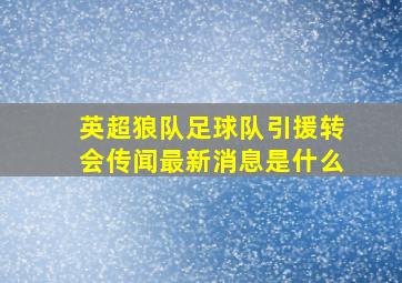 英超狼队足球队引援转会传闻最新消息是什么