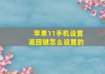 苹果11手机设置返回键怎么设置的