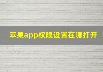 苹果app权限设置在哪打开