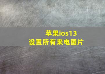 苹果ios13设置所有来电图片