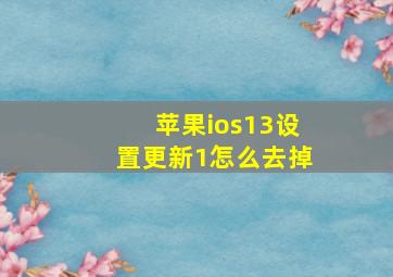 苹果ios13设置更新1怎么去掉