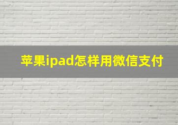 苹果ipad怎样用微信支付