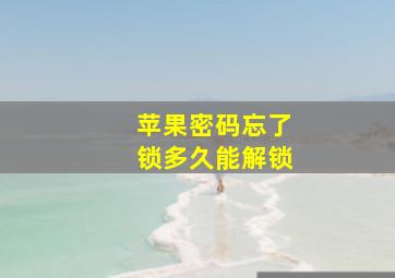 苹果密码忘了锁多久能解锁