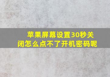 苹果屏幕设置30秒关闭怎么点不了开机密码呢