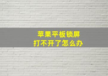 苹果平板锁屏打不开了怎么办