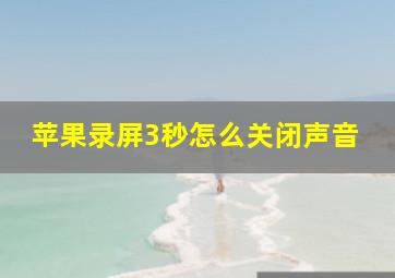 苹果录屏3秒怎么关闭声音