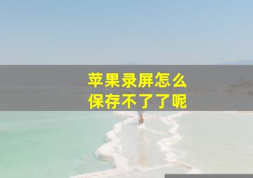 苹果录屏怎么保存不了了呢