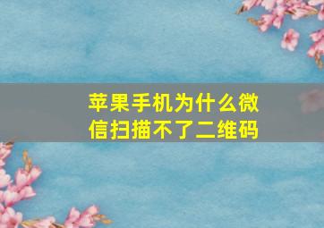 苹果手机为什么微信扫描不了二维码