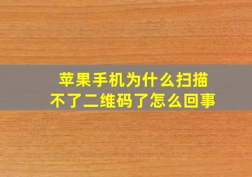 苹果手机为什么扫描不了二维码了怎么回事