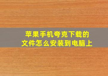 苹果手机夸克下载的文件怎么安装到电脑上