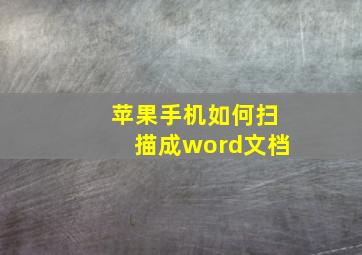 苹果手机如何扫描成word文档