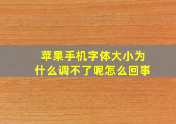 苹果手机字体大小为什么调不了呢怎么回事