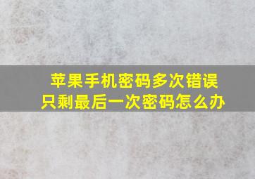 苹果手机密码多次错误只剩最后一次密码怎么办